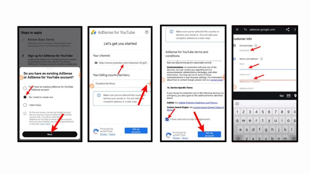 YouTube Monetization Billing Page