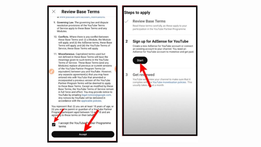 YouTube Monetization Terms & Condition Page